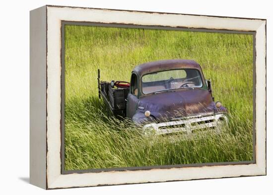 Washington State, Palouse. Vintage Studebaker Pickup Truck in Field-Jaynes Gallery-Framed Premier Image Canvas