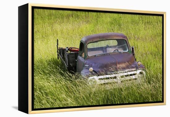 Washington State, Palouse. Vintage Studebaker Pickup Truck in Field-Jaynes Gallery-Framed Premier Image Canvas