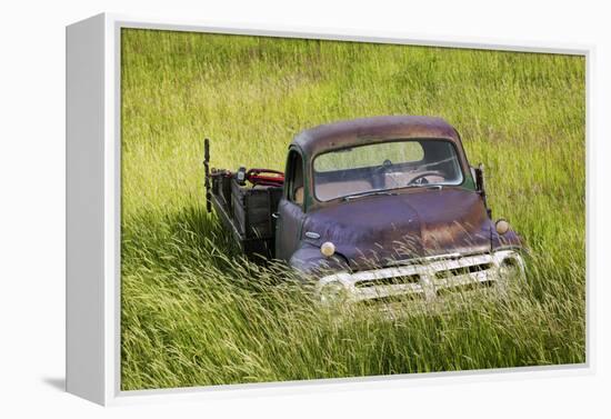 Washington State, Palouse. Vintage Studebaker Pickup Truck in Field-Jaynes Gallery-Framed Premier Image Canvas