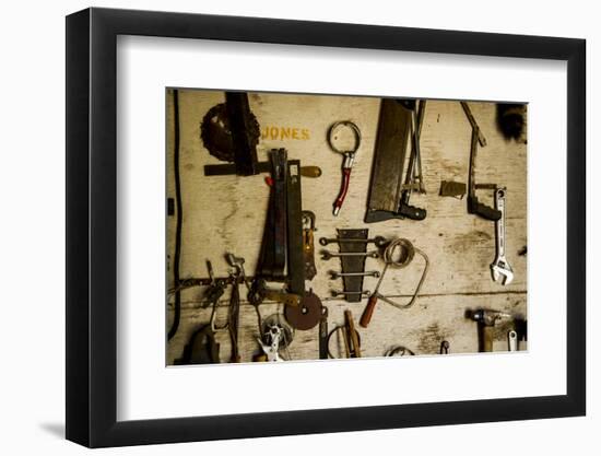 Washington State, Palouse, Whitman County. Pioneer Stock Farm, Tools Inside Farm's Shop-Alison Jones-Framed Photographic Print