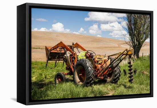 Washington State, Palouse, Whitman County. Pioneer Stock Farm, Tractor Used for Fence Building-Alison Jones-Framed Premier Image Canvas