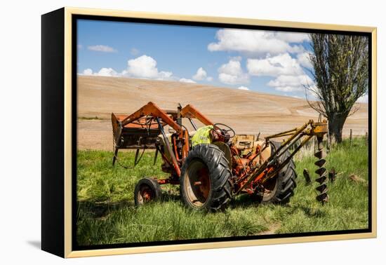 Washington State, Palouse, Whitman County. Pioneer Stock Farm, Tractor Used for Fence Building-Alison Jones-Framed Premier Image Canvas