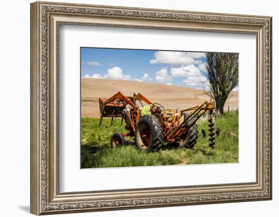 Washington State, Palouse, Whitman County. Pioneer Stock Farm, Tractor Used for Fence Building-Alison Jones-Framed Photographic Print