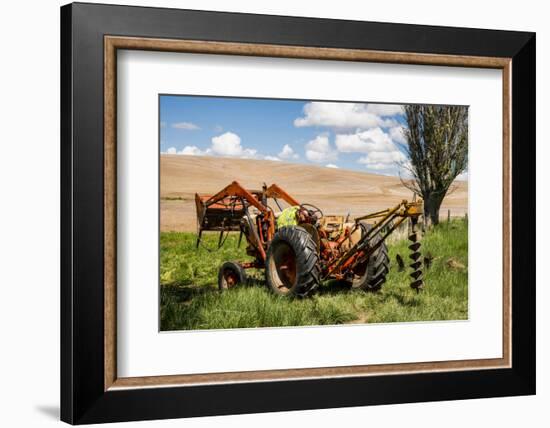 Washington State, Palouse, Whitman County. Pioneer Stock Farm, Tractor Used for Fence Building-Alison Jones-Framed Photographic Print