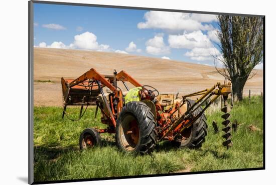 Washington State, Palouse, Whitman County. Pioneer Stock Farm, Tractor Used for Fence Building-Alison Jones-Mounted Photographic Print