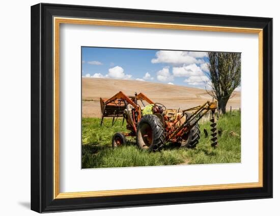 Washington State, Palouse, Whitman County. Pioneer Stock Farm, Tractor Used for Fence Building-Alison Jones-Framed Photographic Print