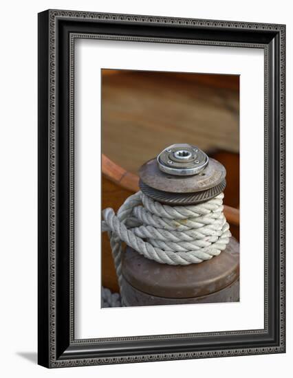 Washington State, Port Townsend. Barient Winch on an Old Wood Sailboat-Kevin Oke-Framed Photographic Print
