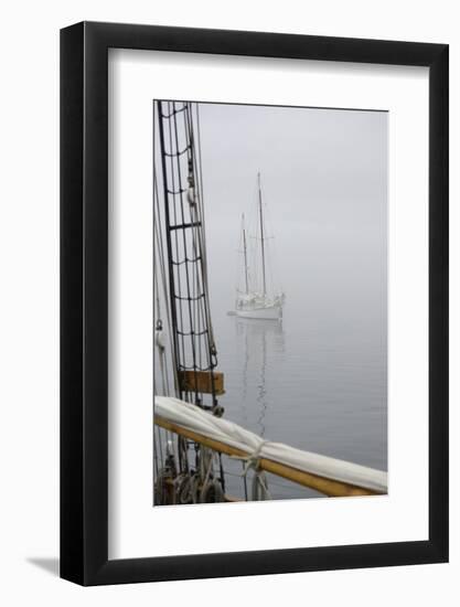 Washington State, Port Townsend. Sailboat in the Fog Off Port Townsend-Kevin Oke-Framed Photographic Print