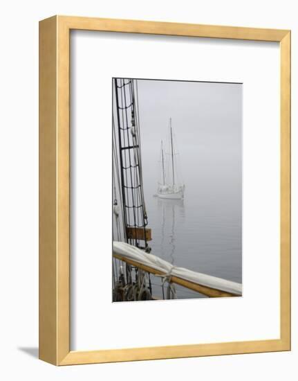 Washington State, Port Townsend. Sailboat in the Fog Off Port Townsend-Kevin Oke-Framed Photographic Print