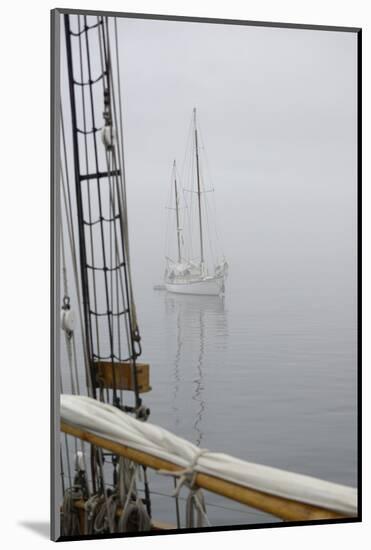 Washington State, Port Townsend. Sailboat in the Fog Off Port Townsend-Kevin Oke-Mounted Photographic Print