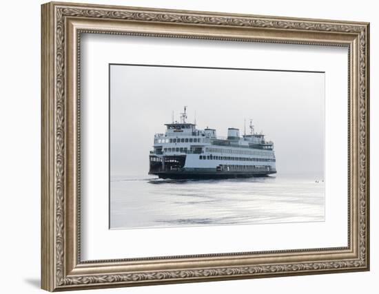 Washington State, Puget Sound. Ferry with Dense Fog Bank Limiting Visibility-Trish Drury-Framed Photographic Print