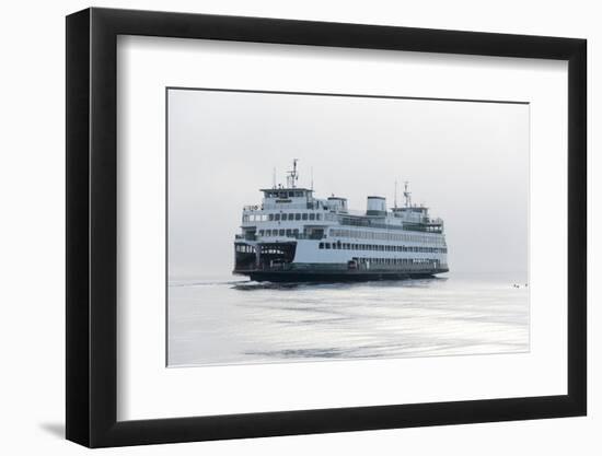 Washington State, Puget Sound. Ferry with Dense Fog Bank Limiting Visibility-Trish Drury-Framed Photographic Print