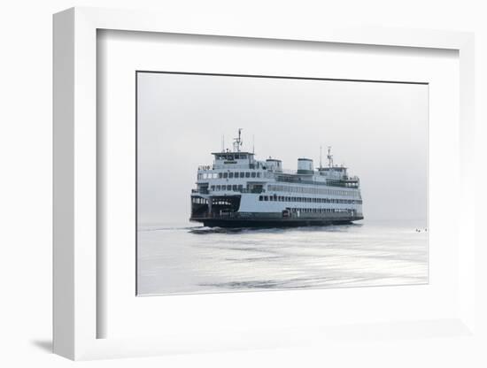 Washington State, Puget Sound. Ferry with Dense Fog Bank Limiting Visibility-Trish Drury-Framed Photographic Print