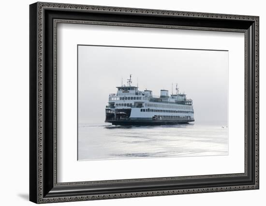 Washington State, Puget Sound. Ferry with Dense Fog Bank Limiting Visibility-Trish Drury-Framed Photographic Print