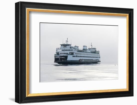 Washington State, Puget Sound. Ferry with Dense Fog Bank Limiting Visibility-Trish Drury-Framed Photographic Print