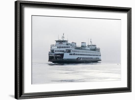 Washington State, Puget Sound. Ferry with Dense Fog Bank Limiting Visibility-Trish Drury-Framed Photographic Print