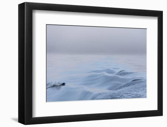 Washington State, Puget Sound Wake Patterns on Calm Water Reflecting Moody Light. Dense Fog-Trish Drury-Framed Photographic Print