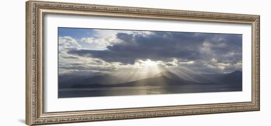 Washington State, Seabeck. Composite of God Rays over Hood Canal-Don Paulson-Framed Photographic Print