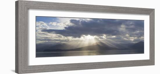 Washington State, Seabeck. Composite of God Rays over Hood Canal-Don Paulson-Framed Photographic Print