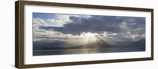 Washington State, Seabeck. Composite of God Rays over Hood Canal-Don Paulson-Framed Photographic Print