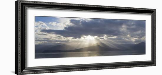 Washington State, Seabeck. Composite of God Rays over Hood Canal-Don Paulson-Framed Photographic Print