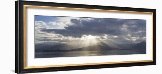 Washington State, Seabeck. Composite of God Rays over Hood Canal-Don Paulson-Framed Photographic Print