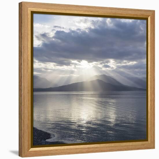 Washington State, Seabeck. Composite of God Rays over Hood Canal-Don Paulson-Framed Premier Image Canvas