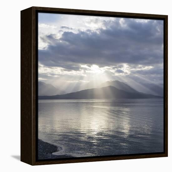 Washington State, Seabeck. Composite of God Rays over Hood Canal-Don Paulson-Framed Premier Image Canvas