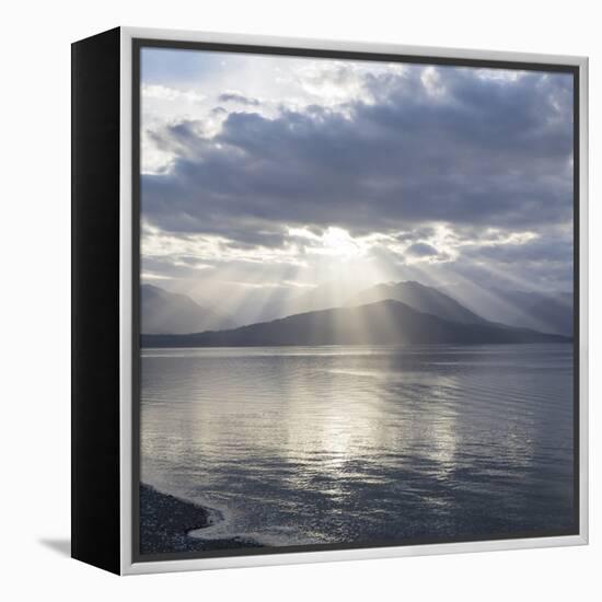 Washington State, Seabeck. Composite of God Rays over Hood Canal-Don Paulson-Framed Premier Image Canvas