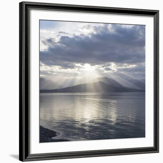 Washington State, Seabeck. Composite of God Rays over Hood Canal-Don Paulson-Framed Giclee Print