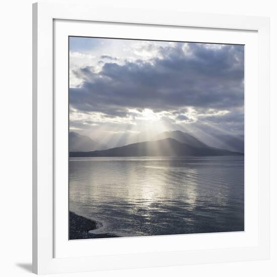 Washington State, Seabeck. Composite of God Rays over Hood Canal-Don Paulson-Framed Giclee Print