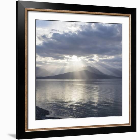 Washington State, Seabeck. Composite of God Rays over Hood Canal-Don Paulson-Framed Giclee Print