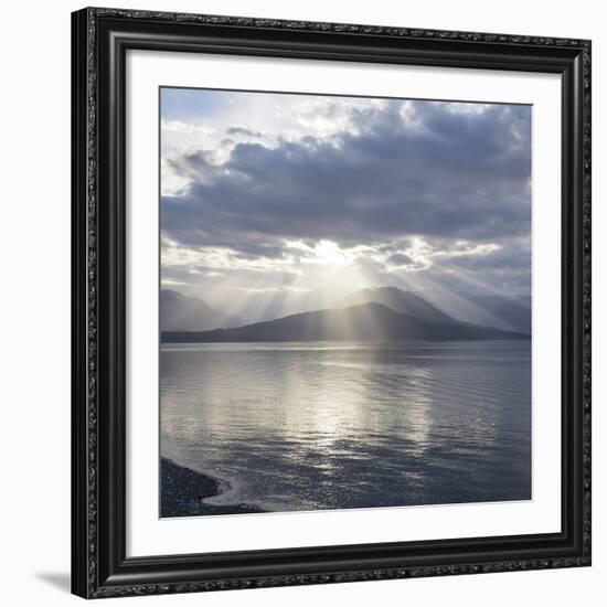 Washington State, Seabeck. Composite of God Rays over Hood Canal-Don Paulson-Framed Giclee Print