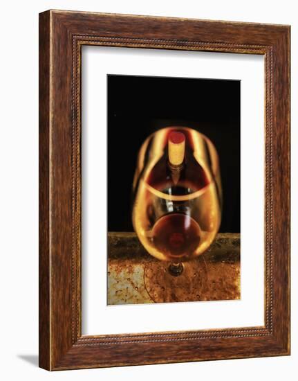 Washington State, Walla Walla. the Illusion of a Bottle Inside a Glass in a Walla Walla Winery-Richard Duval-Framed Photographic Print