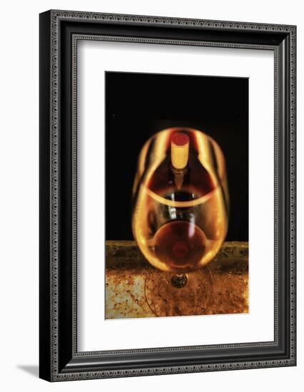 Washington State, Walla Walla. the Illusion of a Bottle Inside a Glass in a Walla Walla Winery-Richard Duval-Framed Photographic Print