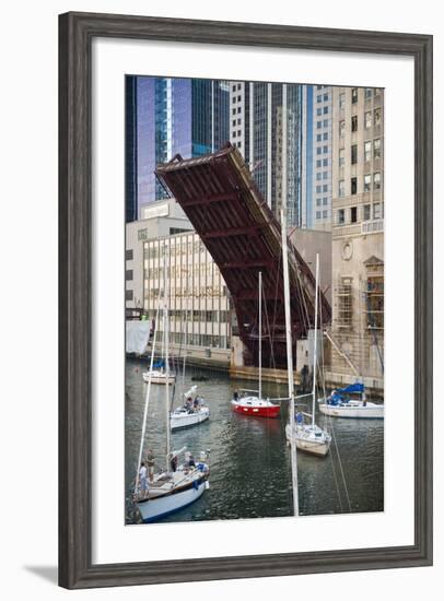 Washington Street Bridge Lift Chicago-Steve Gadomski-Framed Photographic Print