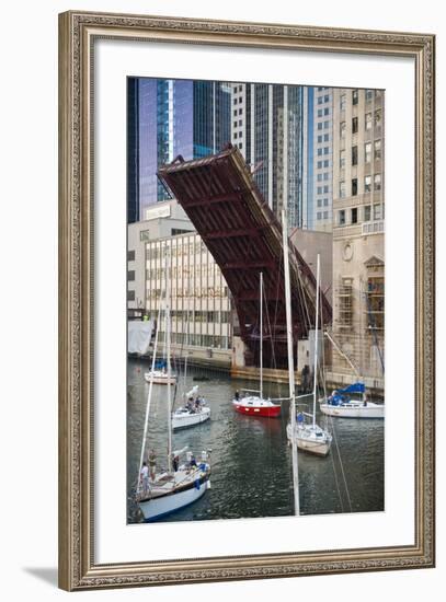 Washington Street Bridge Lift Chicago-Steve Gadomski-Framed Photographic Print