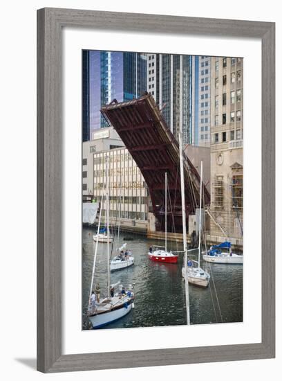 Washington Street Bridge Lift Chicago-Steve Gadomski-Framed Photographic Print