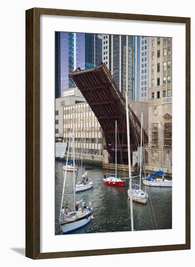 Washington Street Bridge Lift Chicago-Steve Gadomski-Framed Photographic Print