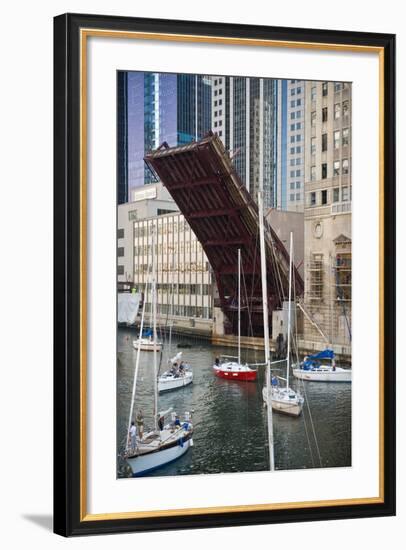 Washington Street Bridge Lift Chicago-Steve Gadomski-Framed Photographic Print