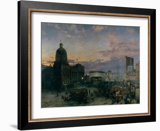 Washington Street, Indianapolis at Dusk, 1892-1895-Theodor Groll-Framed Giclee Print