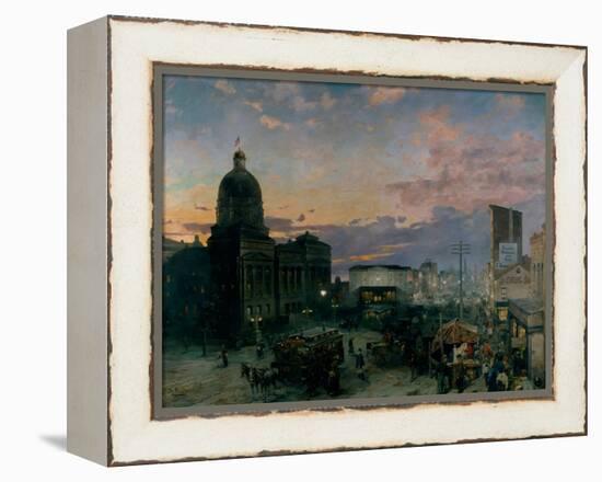 Washington Street, Indianapolis At Dusk-Theodor Groll-Framed Premier Image Canvas