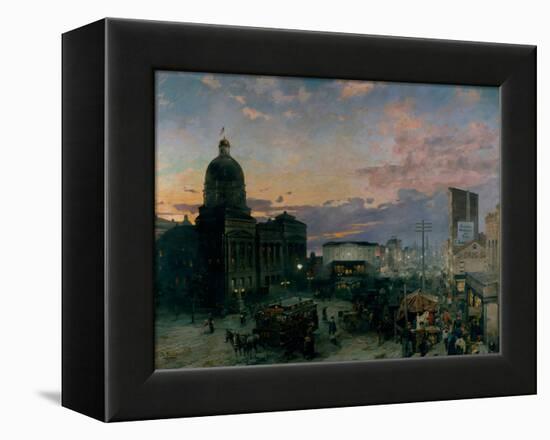 Washington Street, Indianapolis At Dusk-Theodor Groll-Framed Premier Image Canvas