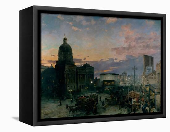 Washington Street, Indianapolis At Dusk-Theodor Groll-Framed Premier Image Canvas