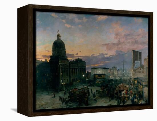 Washington Street, Indianapolis At Dusk-Theodor Groll-Framed Premier Image Canvas