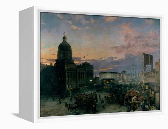 Washington Street, Indianapolis At Dusk-Theodor Groll-Framed Premier Image Canvas