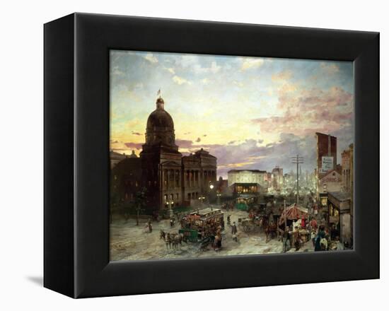 Washington Street, Indianapolis at Dusk-Theodor Groll-Framed Premier Image Canvas