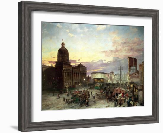 Washington Street, Indianapolis at Dusk-Theodor Groll-Framed Giclee Print