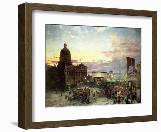 Washington Street, Indianapolis at Dusk-Theodor Groll-Framed Giclee Print