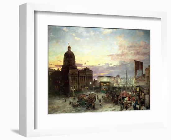 Washington Street, Indianapolis at Dusk-Theodor Groll-Framed Giclee Print